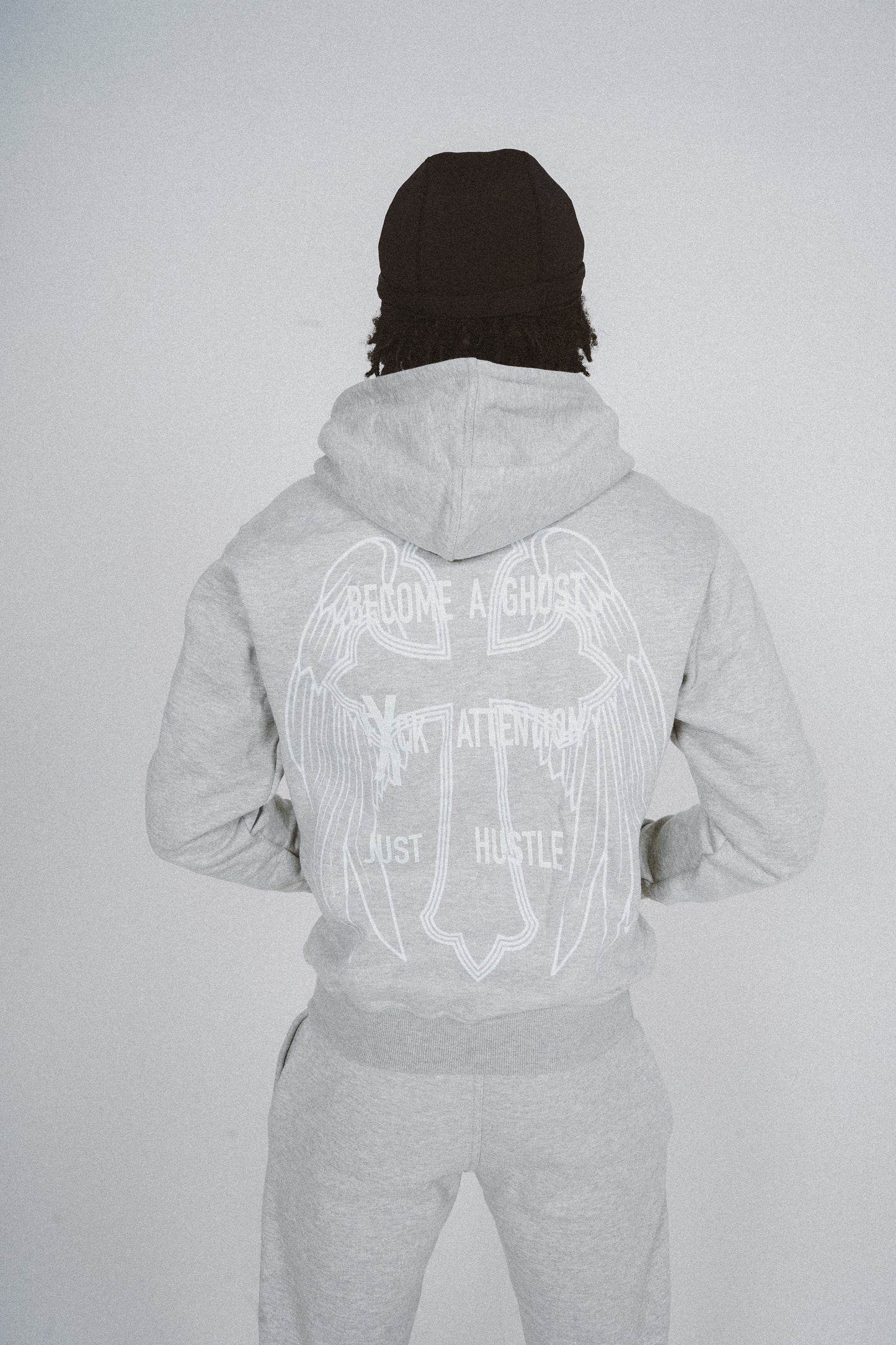 PRE ORDER - 001 GREY HUSTLEANGELS PULLOVER HOODIE